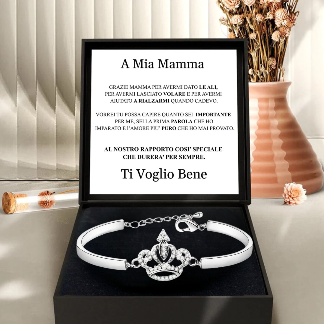 Bracciale Mamma In Argento 925 Con Cuore Infinito E Strass - Gioiello Regolabile Per Festa Della Mamma, Compleanno O Anniversario