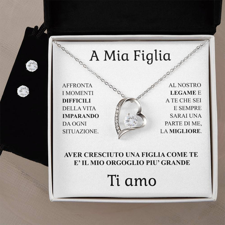 COLLANA "CUORE" CON ORECCHINI OMAGGIO A MIA FIGLIA.