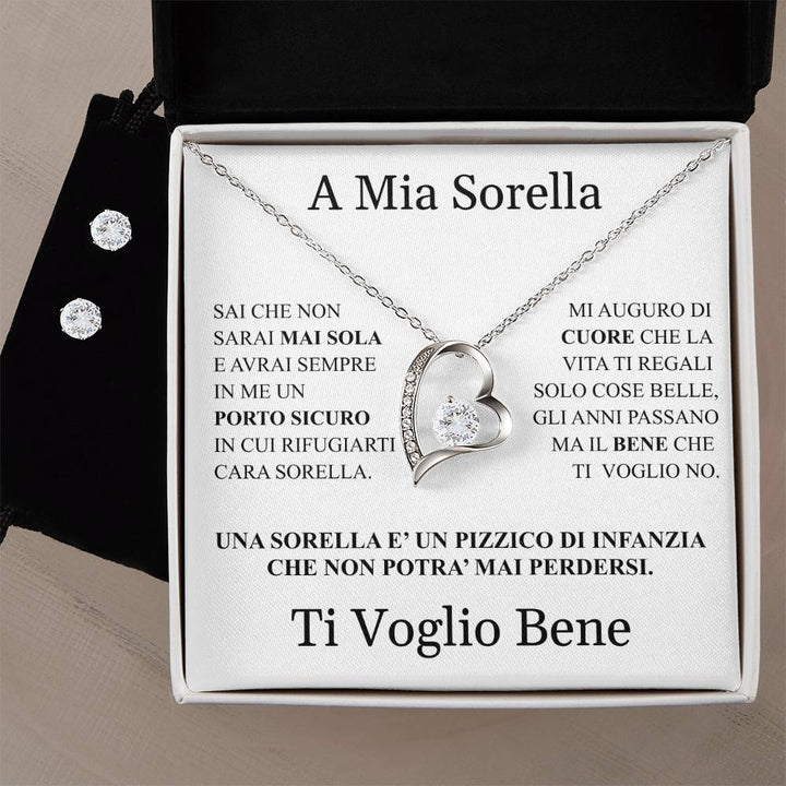 COLLANA "CUORE" CON ORECCHINI OMAGGIO ALLA SORELLA.