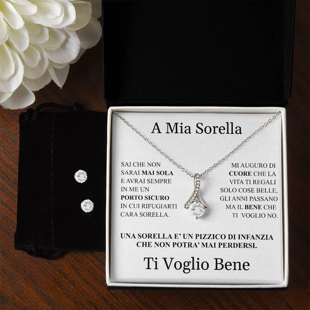 COLLANA "AMORE INFINITO” CON ORECCHINI OMAGGIO ALLA SORELLA.