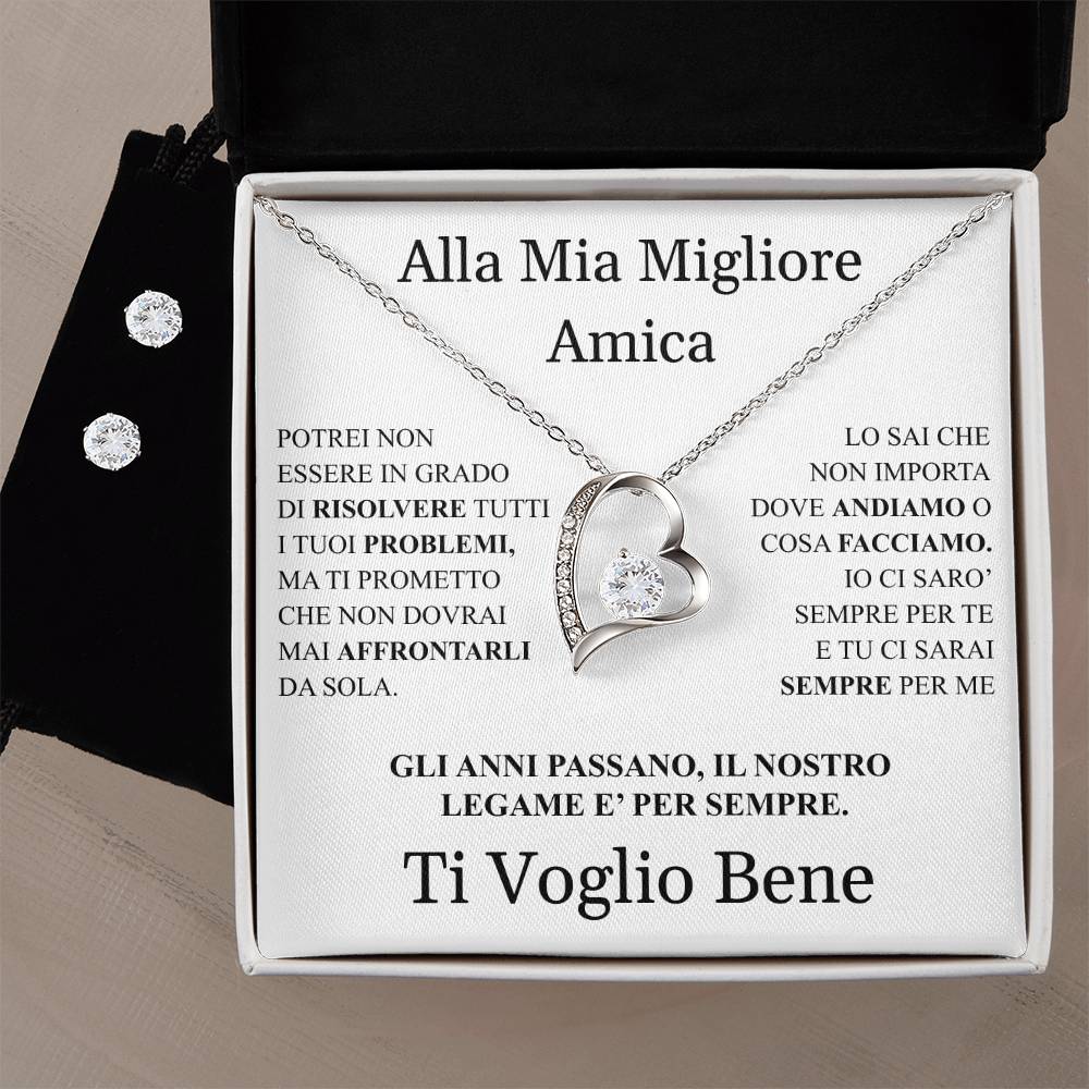 COLLANA "CUORE" CON ORECCHINI OMAGGIO ALLA MIGLIORE AMICA.