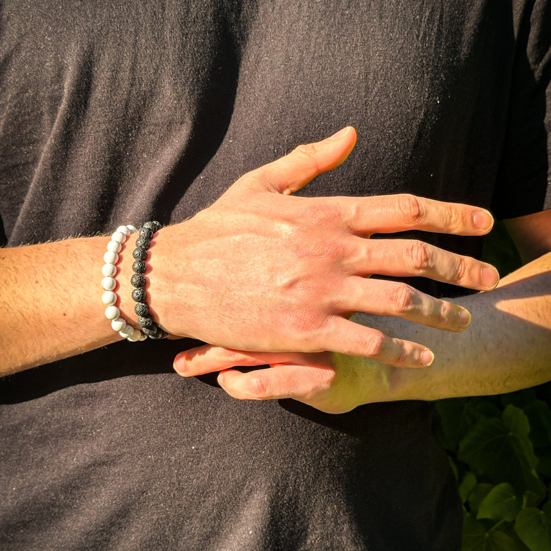 Bracciale Elegante Nero Con Zirconi Di Perle Da Uomo Donna - Foto 2