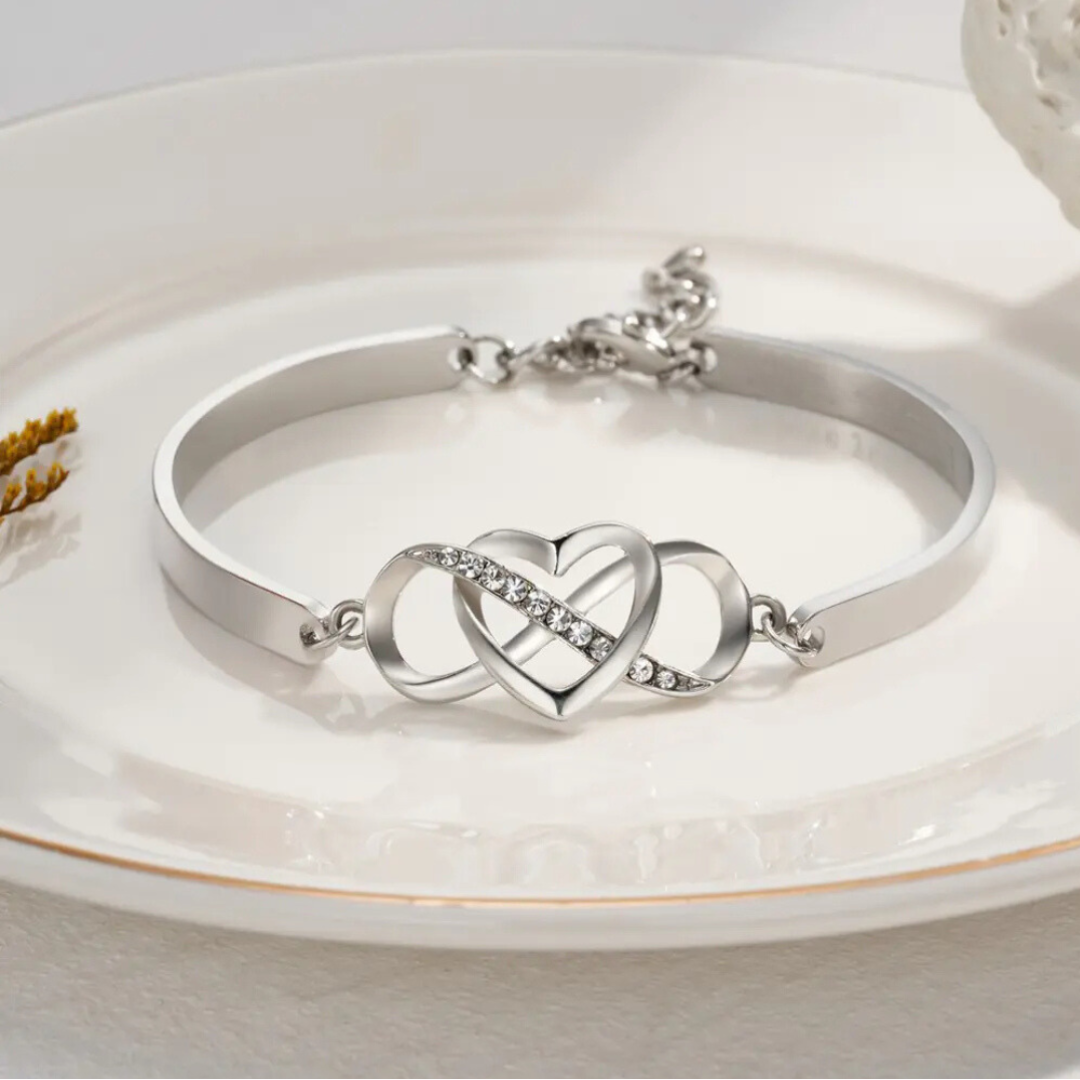 Bracciale Infinito Cuore In Argento 925 Per Mamma - Regalo Festa Della Mamma Con Simbolo Infinito E Strass - Foto 6