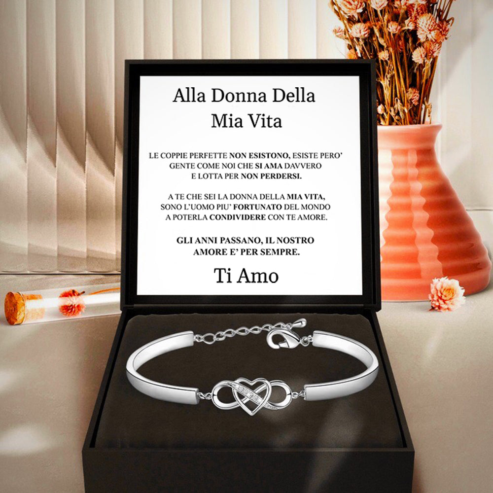 Bracciale Regolabile Simple Pledge – Inciso "Infinite Love", Argento/Oro/Oro Rosa, Acciaio Inox