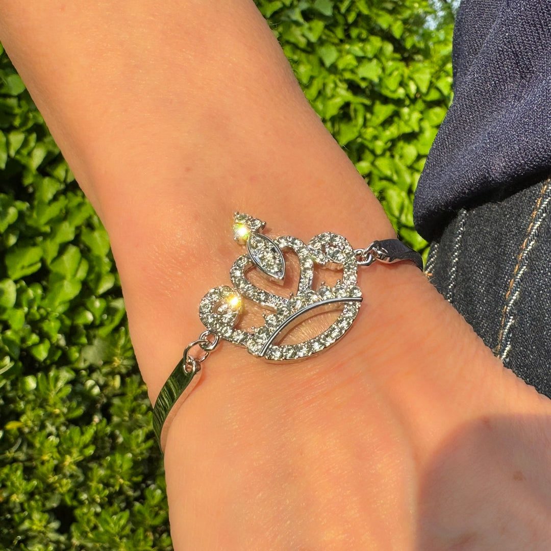 Lussuoso Bracciale Corona Micro Pavimentazione Argento Zircon Corona - Foto 4